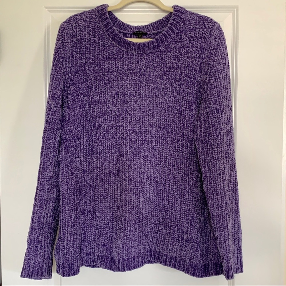 Talbots Purple Chenille Cable Knit Sweater